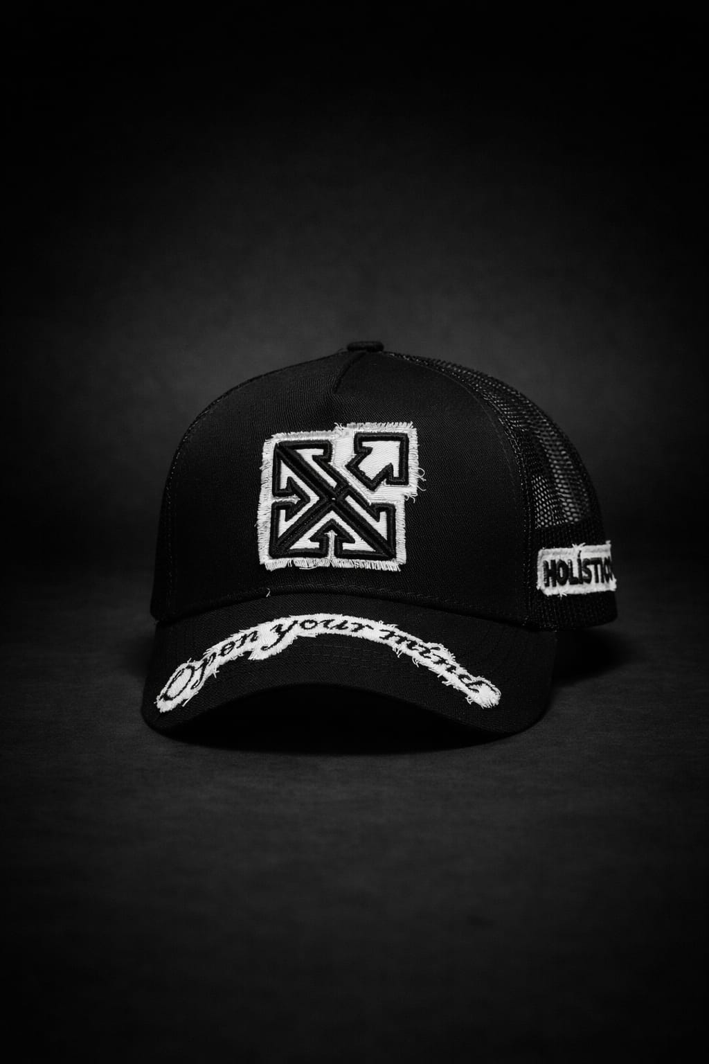 Gorra negra/blanco de malla